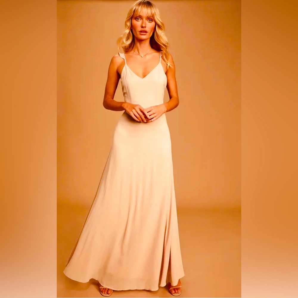 Lulu’s Meteoric Rise Blush Maxi Bridesmaid Dress